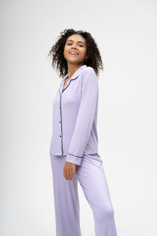 Delila 2 piece long sleeve bamboo pajama set