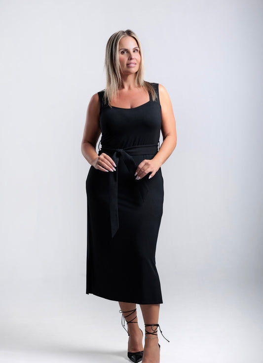 Premium bamboo midi dress -black - Vanta