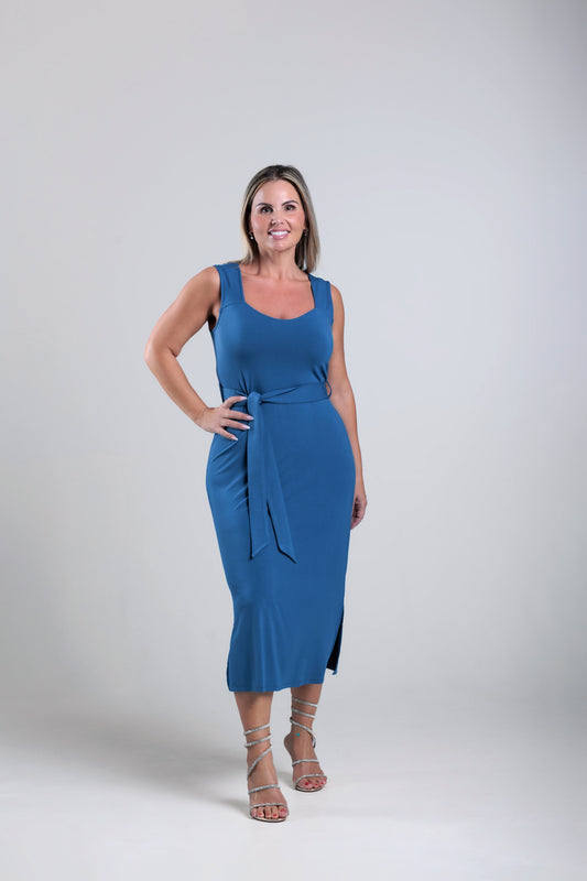 Premium bamboo midi dress - Royal blue -Rosa